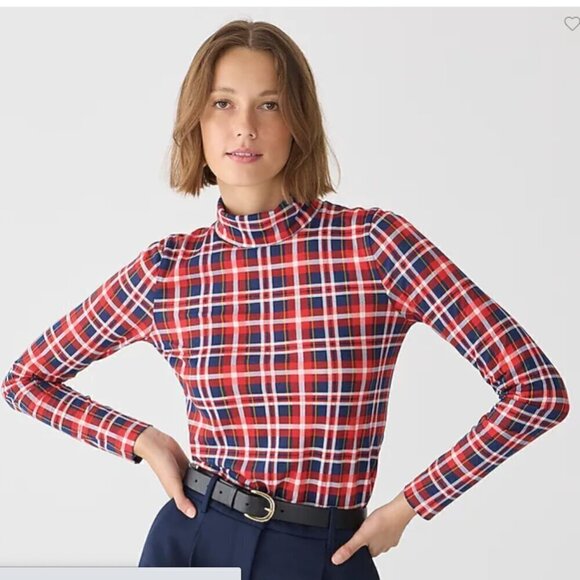 J. Crew Tops - J. Crew Tissue Turtleneck in Plaid "Dark Evening" Size M NWT
